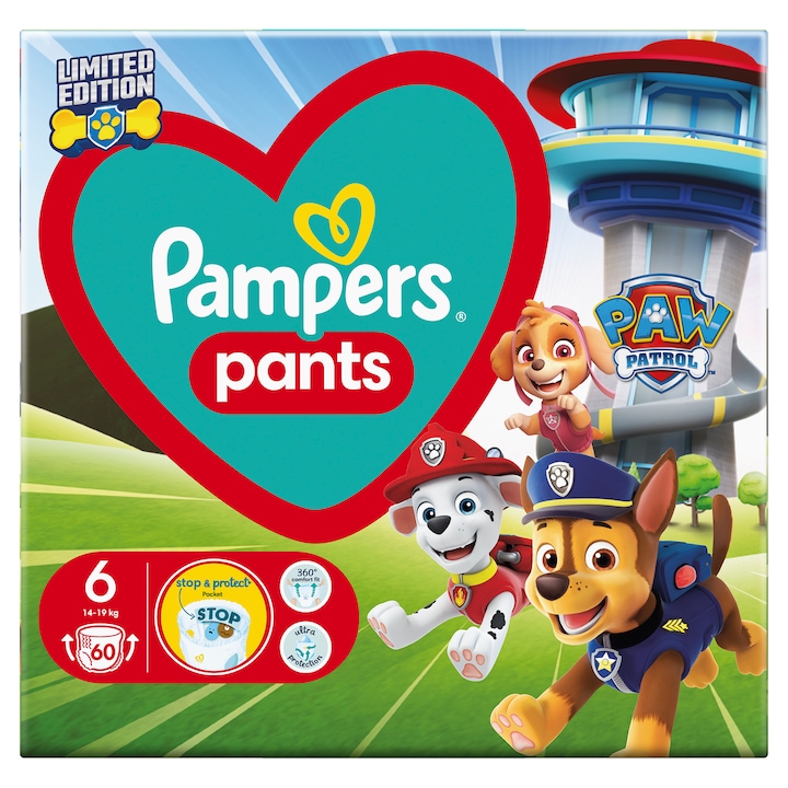 Pampers Pants, Mancs Őrjárat bugyipelenka, Junior 6, 14-19 kg, 60 db
