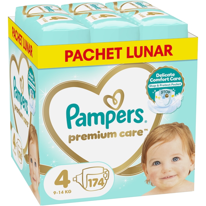 Пелени Pampers Premium Care XXL Размер 4, 9-14 кг, 174 бр