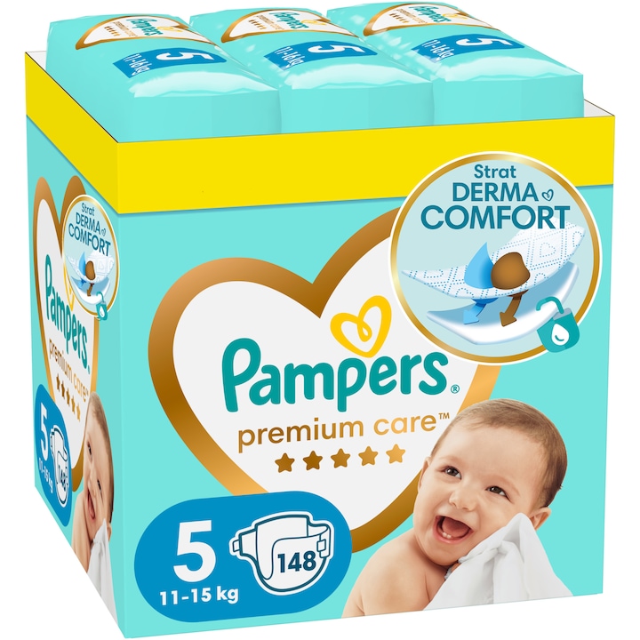 Scutece Pampers Premium Care XXL Marimea 5, 11-16 kg, 148 buc