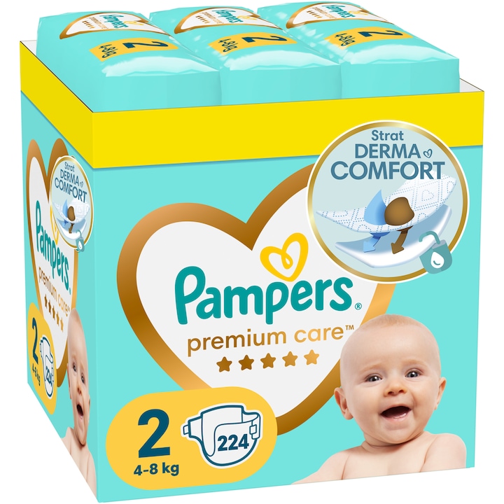 Scutece Pampers Premium Care XXL Marimea 2, 4-8kg, 224 buc