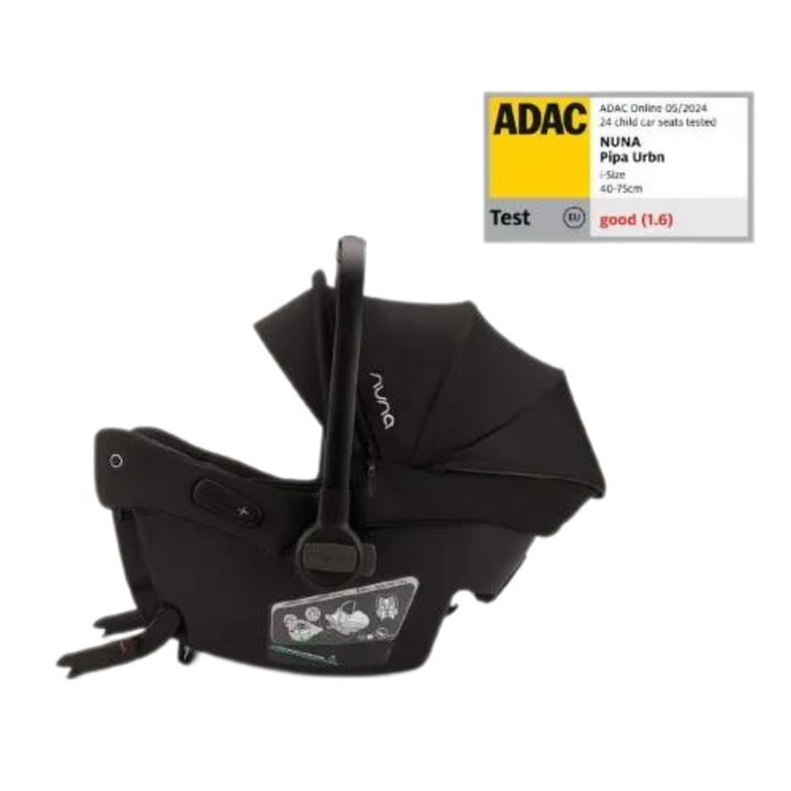 Scoica auto cu ISOFIX integrat PIPA urbn Caviar, nastere - 75 cm, testata inclusiv la impact lateral, conform ECE R129 si testata ADAC, Nuna