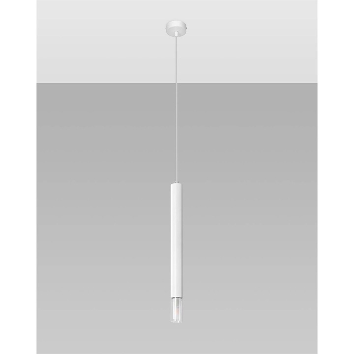 Lampa suspendata Wezyr, Sollux, Moderna, Metal/Sticla, Alb