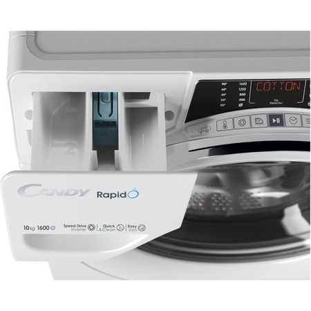 Masina de spalat rufe Candy Rapido RO16106DWMCT/1-S, 10 kg, 1600 rpm, Clasa A, Wi Fi, Motor Inverter, Quick & Clean, Steam, Alb
