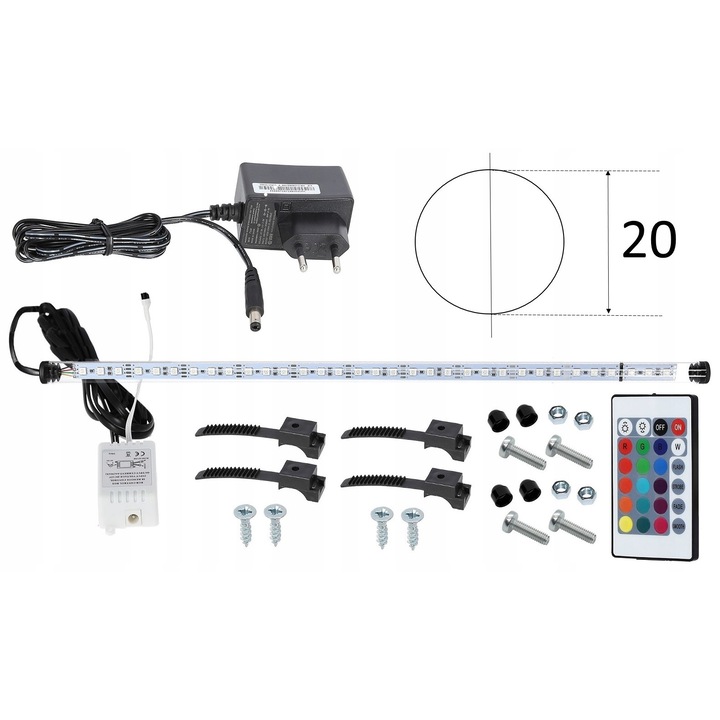 Lampa acvariu, Aqualed, Fluorescenta, Telecomanda, 50cm, Multicolor