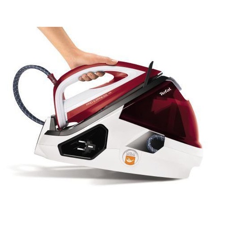 Statie de calcat Tefal PRO EXPRESS CARE GV9061E0, Incalzire rapida, 7 bari, 480 gr/min, Talpa de calcat Autoclean, 1.6L, Alb/Rosu