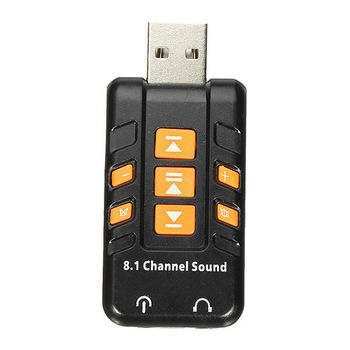 Placa de sunet 8.1 canale Virtual Sound, USB2.0, control volum, functie MUTE, microfon, HOPE R Placa de sunet 8.1 canale Virtual Sound, USB2.0, control volum, functie MUTE, microfon, HOPE R