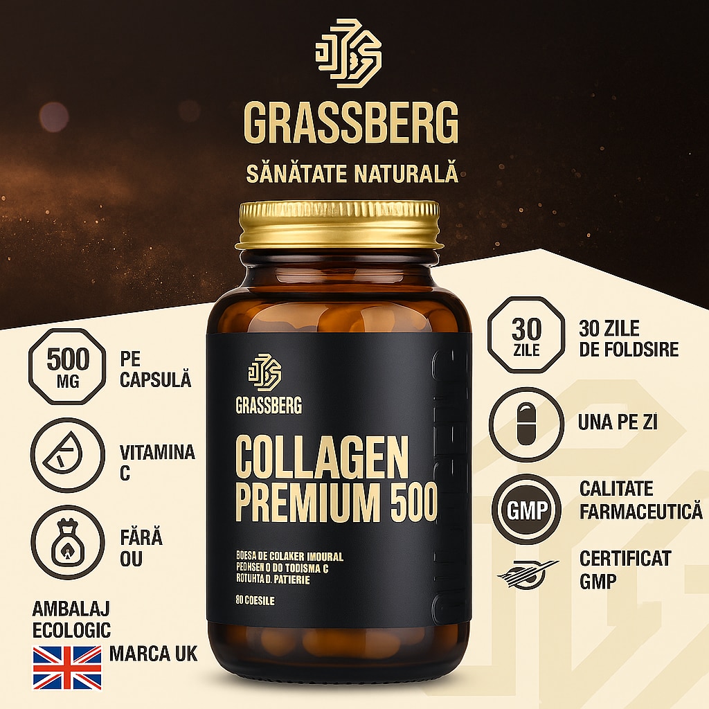 Colagen, Grassberg Collagen Premium 500 mg, 120 Capsule - eMAG.ro