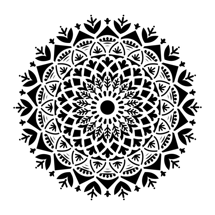 Sablon constructii 3D Hindi Mandala, 50x50cm, reutilizabil, plastic