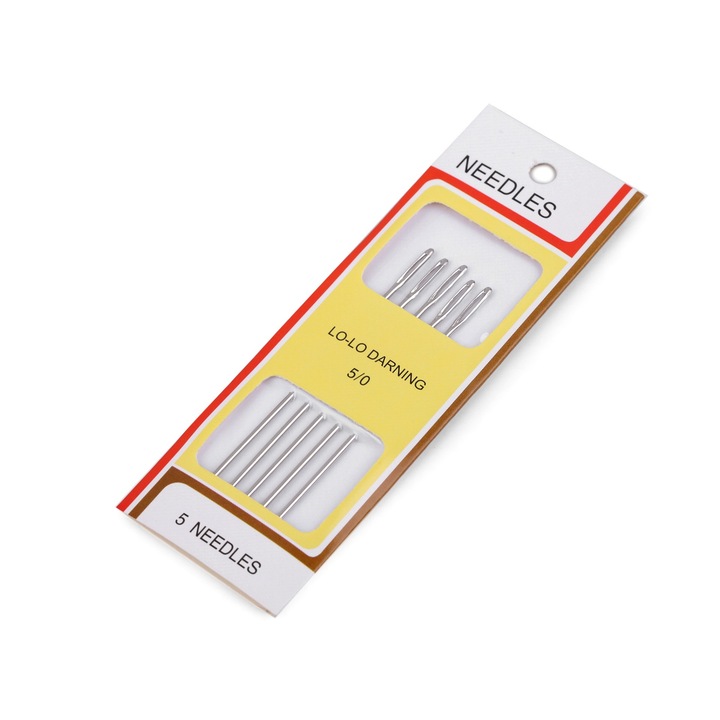 Set 5 ace lungi pentru cusut manual, lungime 75 mm