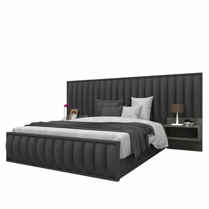 Pat tapitat 180 Divino fara noptiere, Kronos 22, 217 x 191 x 40 cm