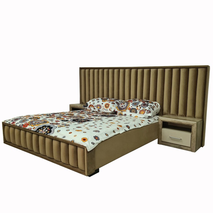 Pat tapitat 180 Divino fara noptiere, Velutto 30, 217 x 191 x 40 cm