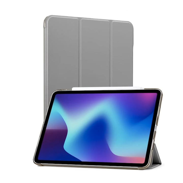 Husa tableta din piele pentru Apple iPad Pro 11 2020/2021/2022, Protectie Completa cu Functie de Stand, Top Quality, Optim IAO Technology, Gri