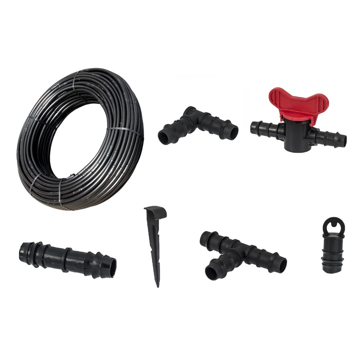 Комплект Mini Lite TRAX420, За капково напояване, За градини, оранжери и ливади, ф16х1.0 мм, 50 метра, Черен