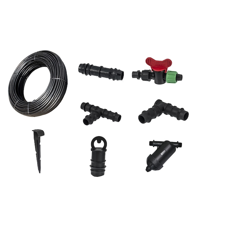 Комплект Mini Lite TRAX203, За капково напояване, За градини, оранжери и ливади, ф16х1.0 мм, 50 метра, През 20см, Черен