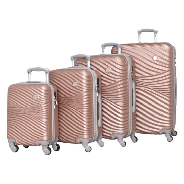 Комплект Куфари Perfect line ABS 2050-4, 74/31/47 см, Разширител, Пепел от рози, 4 броя