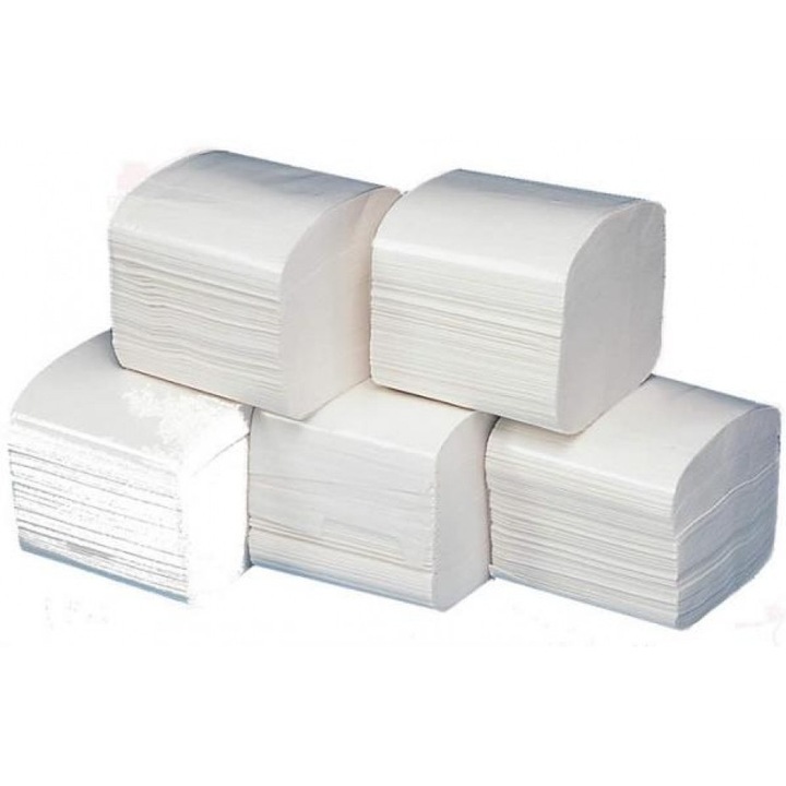 Hajtogatott wc papír, 2 rétegű, doboz 40 x 200 db, fehér, 100% cellulóz