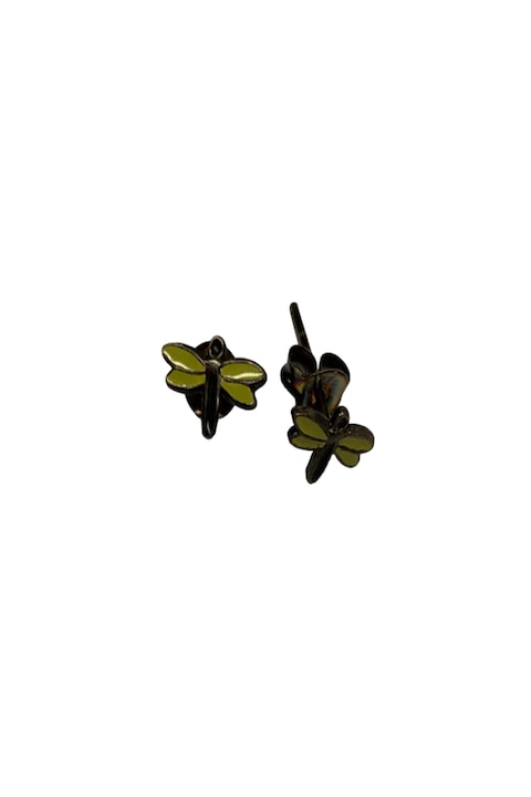 Cercei forma libelula 4684, galben, surub, 7 mm