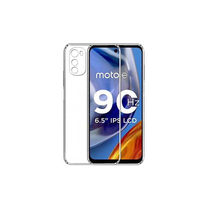 Комплект силиконов капак и защитно фолио за Motorola Moto E32, Ultra Safe Camera, Ultra Protect Tech, Transparent