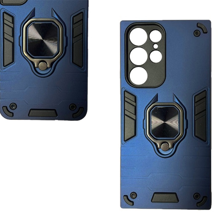Калъф, Съвместим с Samsung Galaxy S22 Ultra 5G, Individual Camera Ultra Safe, Ultra Protect Tech, Armor, Ring, Blue