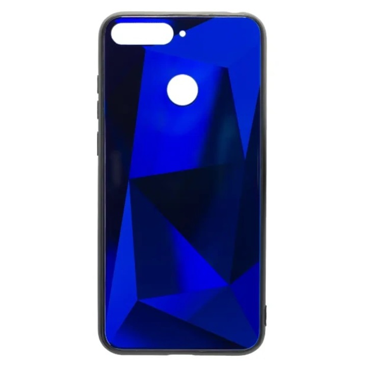 Huawei Y6 2018/Prime védőtok, szilikon hátsó tükör, kék prizma