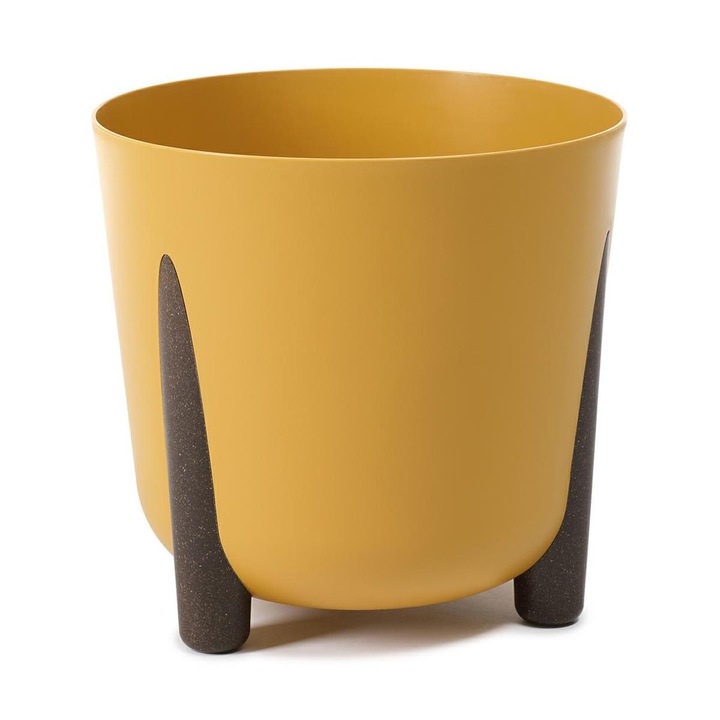 Ghiveci flori, HowHomely, Plastic, 12.4 l, 30 x 28 cm, Maro/Galben