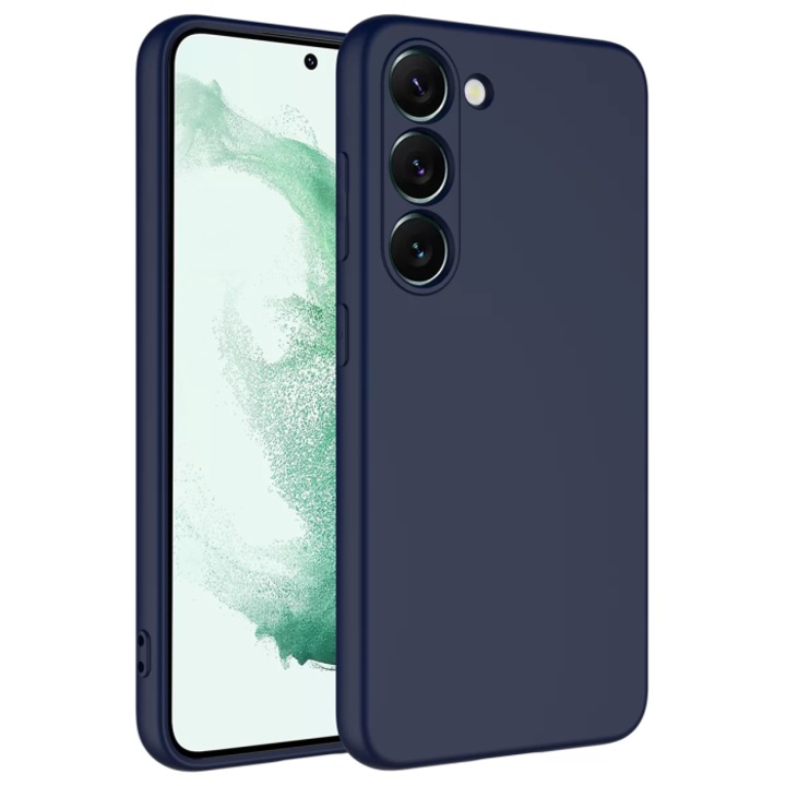 Husa protectie compatibila cu Samsung Galaxy S23 plus, silicon Albastru inchis Bleumarin, ultra slim, cu interior de catifea, protectie camera, PlanetPhone