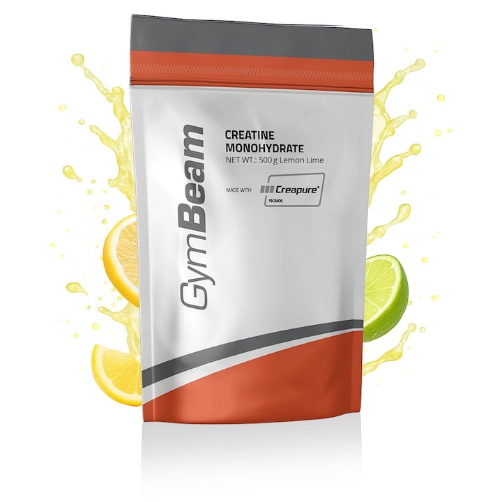 Creatina monohidrata micronizata Creapure 100%®, GymBeam, 500 g, lamaie si lime