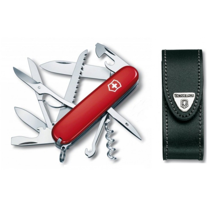 Set briceag/teaca, Victorinox, Huntsman, Inox, Rosu/Negru