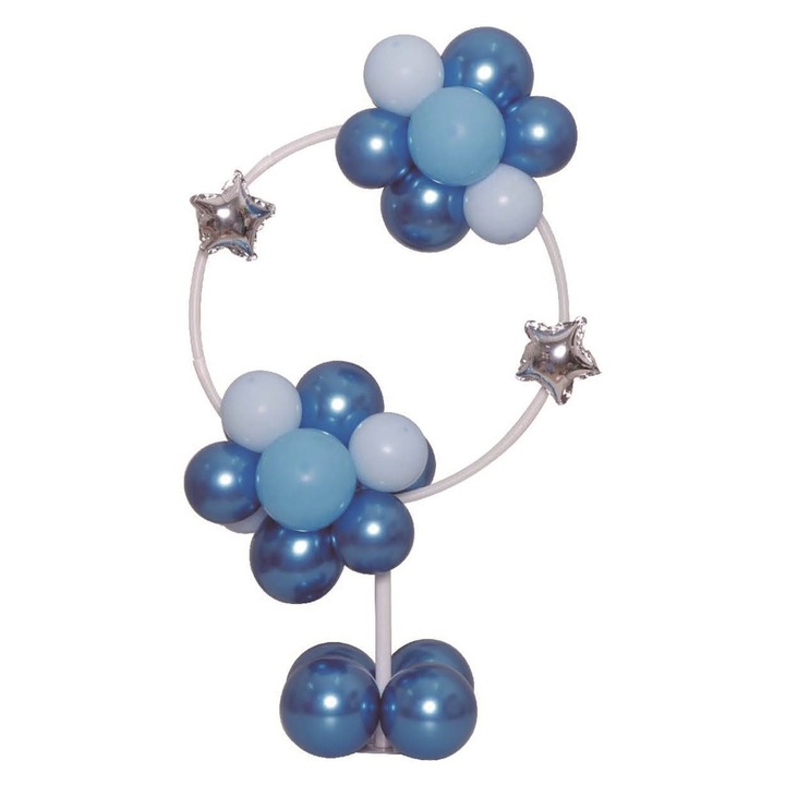 Set Suport Cerc din plastic, 80 cm x 50 cm, cu 40 baloane din latex Bleumarin, 12.5 cm