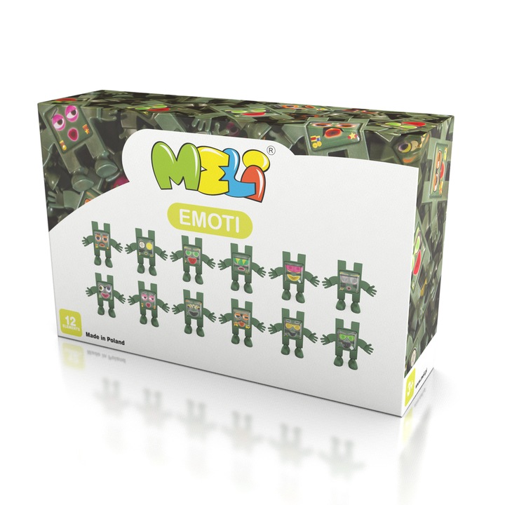 Set constructie creativa Emotki Soldier, Meli, 12 piese, Plastic, Verde