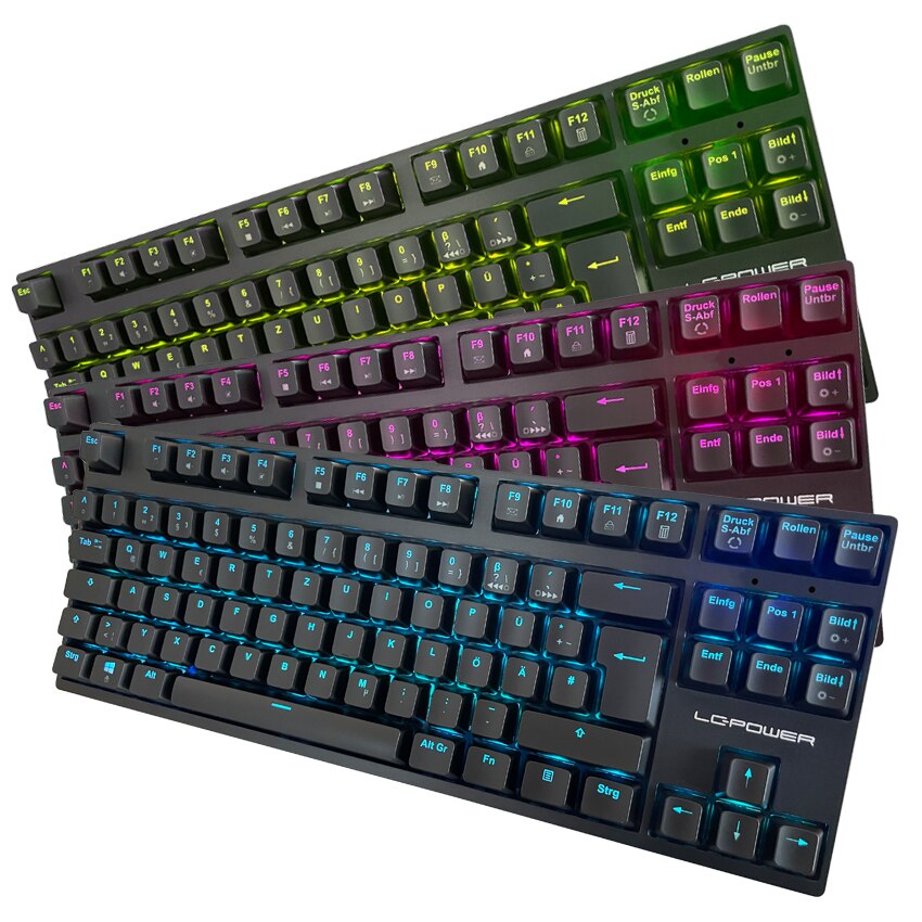 RGB Гейминг Клавиатура LC-Power, LC-KEY-MECH-2-RGB-C-W, Механична TKL ...