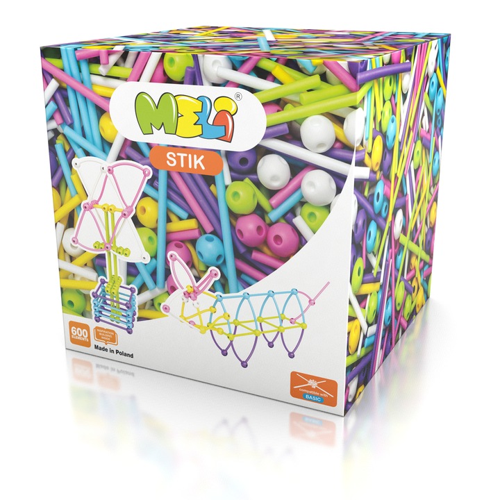 Set constructie creativa, Meli, 600 piese, Plastic, Multicolor