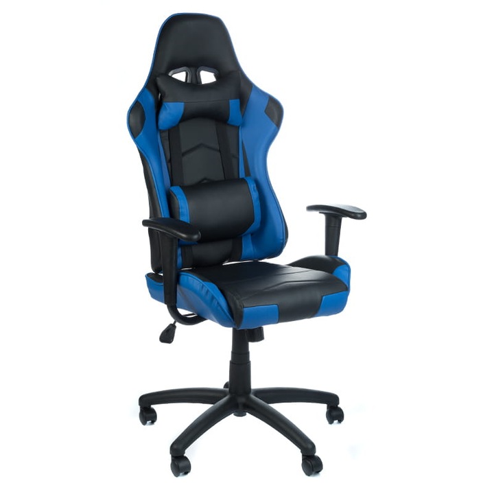 Scaun pentru jocuri BX-3700, BS, Piele ecologica, 14 kg, Albastru/Negru