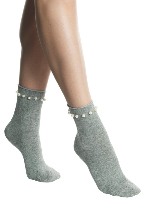 Sosete dama scurte Pompea, Perlita, Gri, One Size