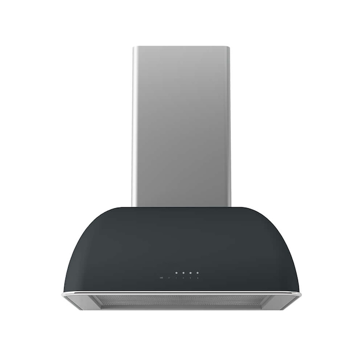 Hota de insula Best Gemini 65.5 cm, putere de absortie 390 mc/h, 1 motor, 4 trepte de viteza, Aluminiu Vopsit Negru