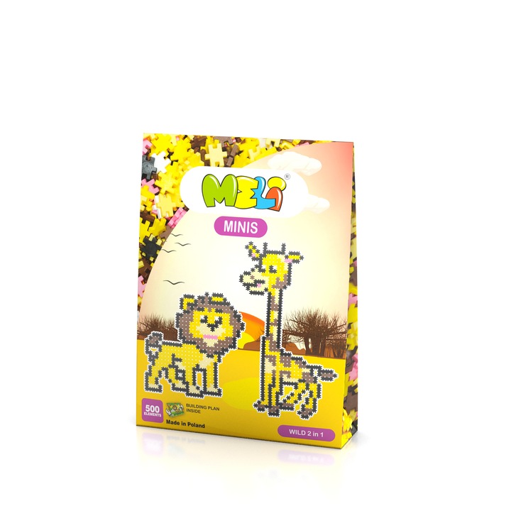 Set constructie creativa Minis Wild, Meli, 500 piese, Plastic, Multicolor