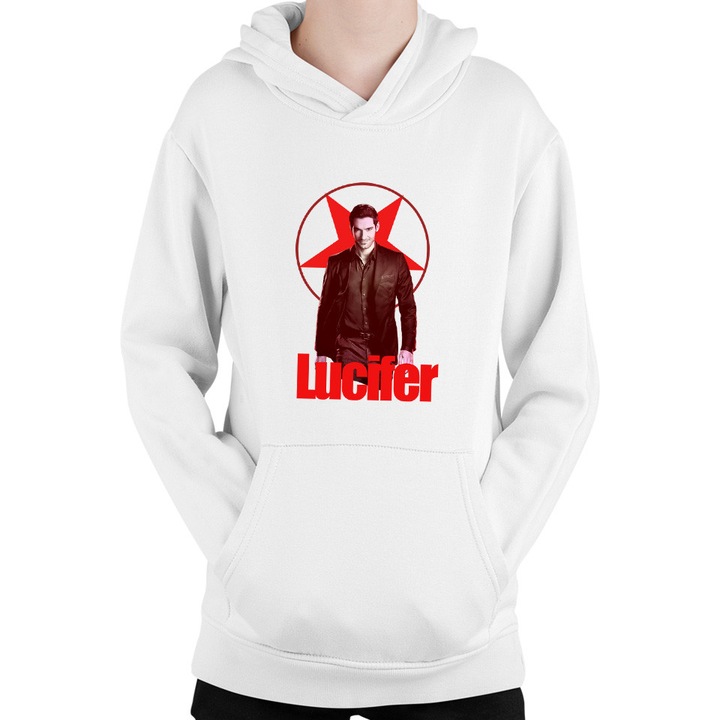 Hanorac copii Lucifer Mystery Urban Fantasy Occult Detective, alb, Alb