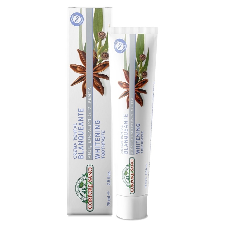 Fluoridmentes fogkrém természetes növényi kivonatokkal fehérítő hatással, Corpore Sano Whitening Toothpaste, 75 ml