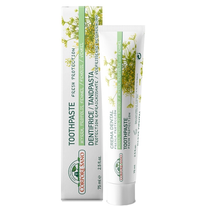 Fluormentes fogkrém fogszuvasodás elleni védelemre propoliszos, Corpore Sano Fresh Protection fogkrém, 75 ml