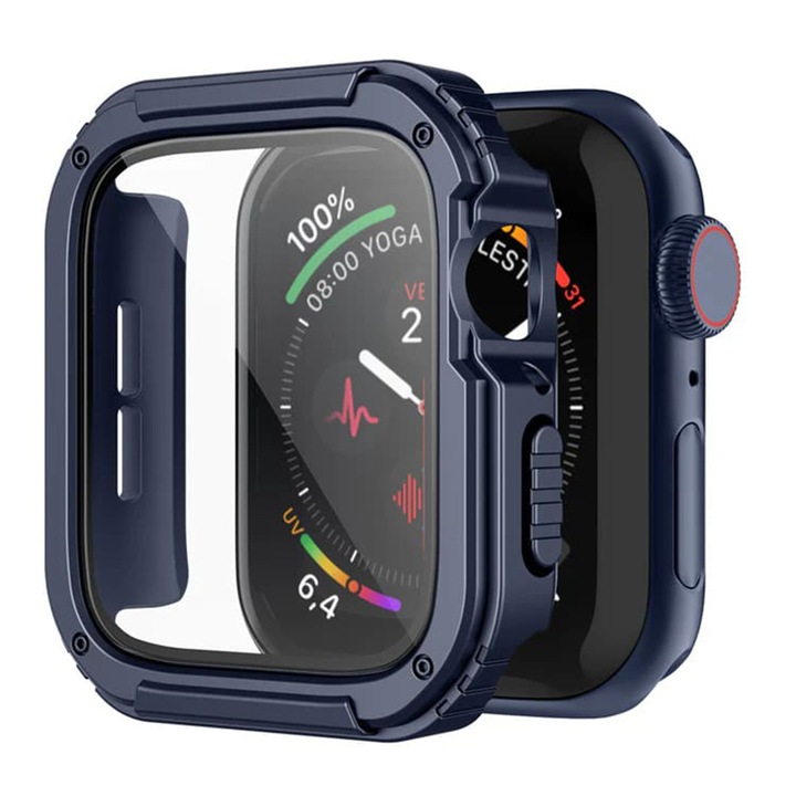 Защитен калъф за Apple Watch 4/5/ 6/ SE/SE 2 44mm + фолио, сейф EVIA, E34, Lexgard, син