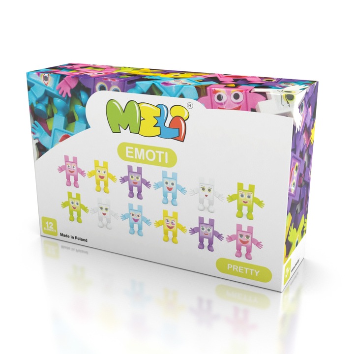 Set constructie creativa Emoki Pretty, Meli, 12 piese, Plastic, Multicolor