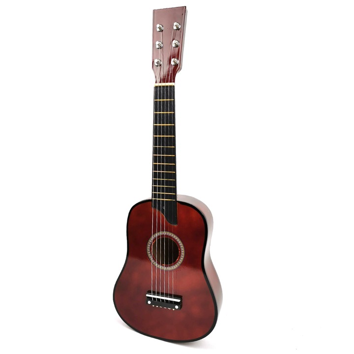 Детска китара, 6 метални струни, Кафява