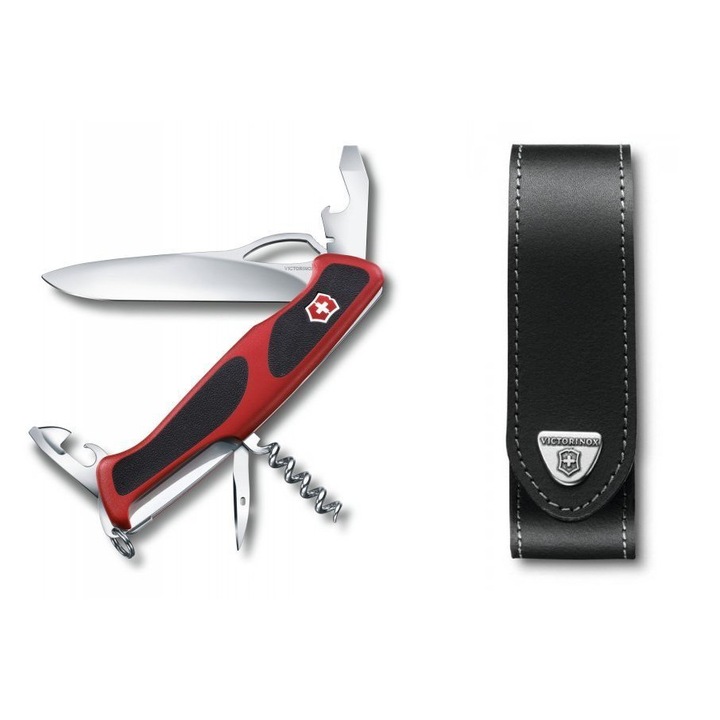 Set briceag/teaca, Victorinox Delemont RangerGrip, Negru/Rosu