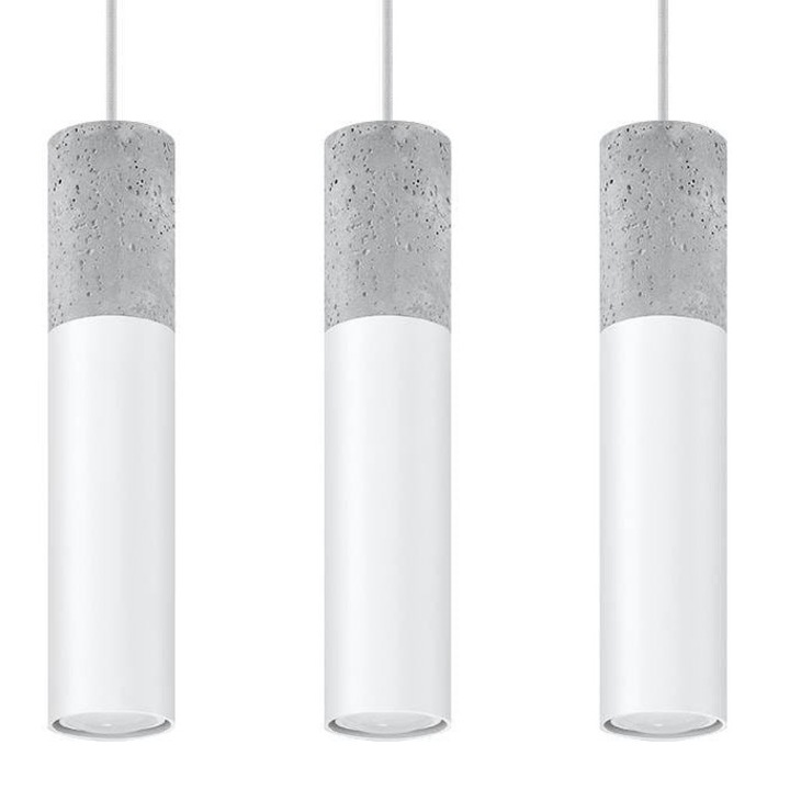 Lampa suspendata, Borgio, Sollux, Interior, Otel/Beton, Modern, Gri/Alb