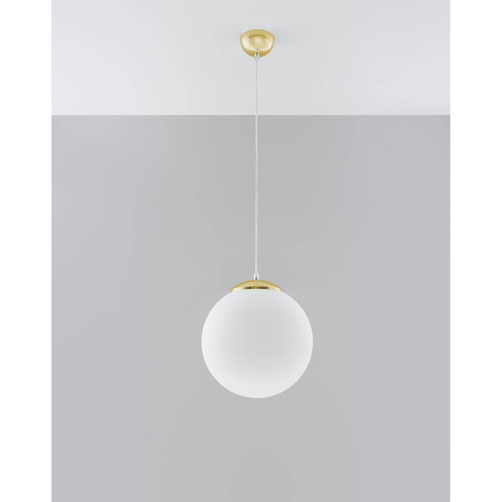 Lampa suspendata, Sollux, Ugo, Sticla/Otel, Auriu/Alb