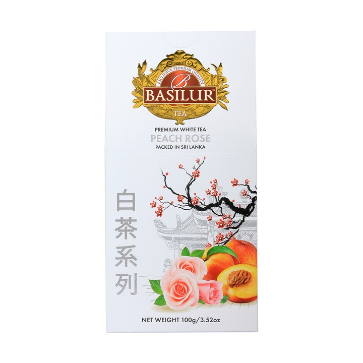 Ceai alb, Basilur, White Tea Peach Rose, 100 g