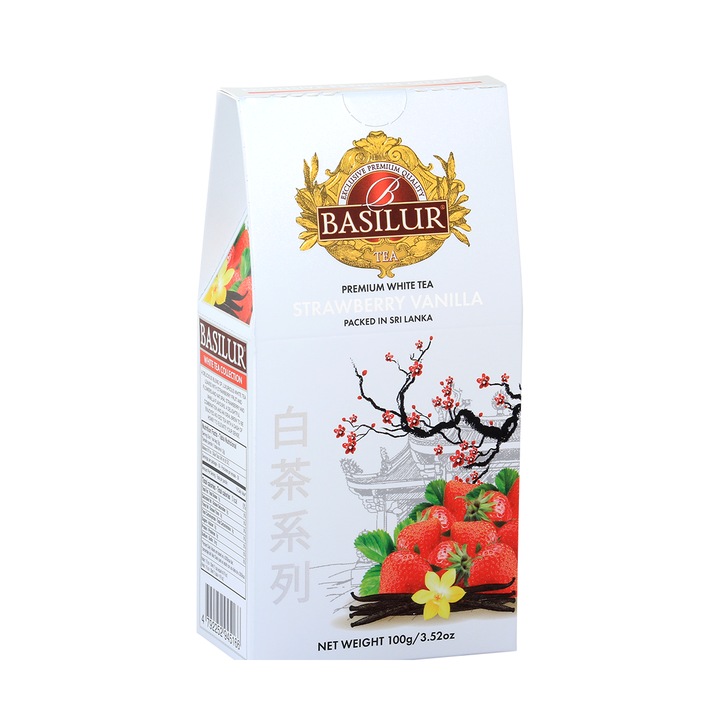 Ceai alb, Basilur, White Tea Strawberry Vanilla, 100 g
