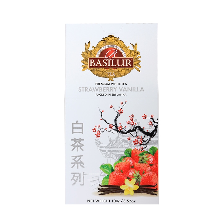 Ceai alb, Basilur, White Tea Strawberry Vanilla, 100 g