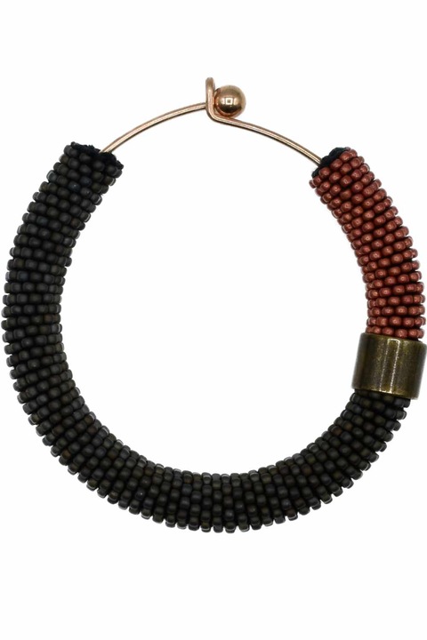 Bratara fixa Handmade dama din otel inoxidabil placat cu cupru, din margele toho, Maro si Grena, Alma’s Boutique, 20 cm