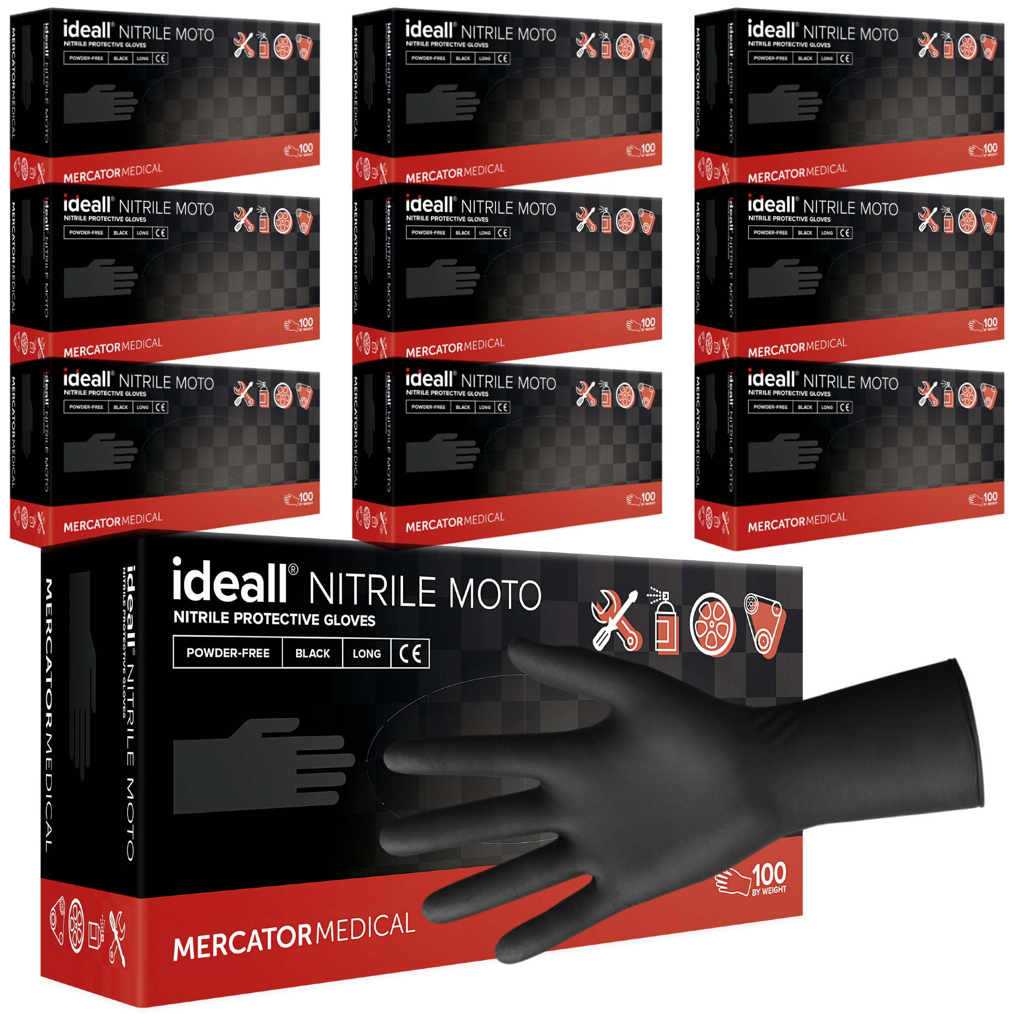 Set 1000 bucati Manusi Ideall Nitrile Moto, Nitril, texturate - Main Image